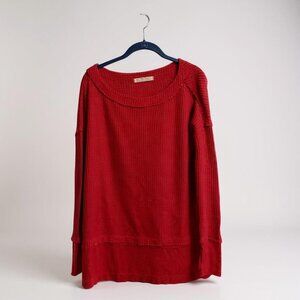 We The Free Red Thermal Waffle Long Sleeve Womens Top Size S
